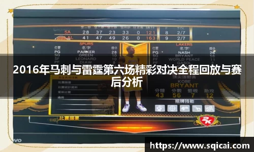 2016年马刺与雷霆第六场精彩对决全程回放与赛后分析